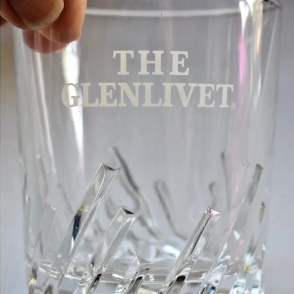 Glenlivet Scotch Whisky White Logo Crystal Cut Rocks Bar CocktailAccessory Glass